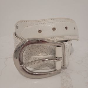 💥HP💥 MICHAEL KORS womens wide woven leather belt white Size M